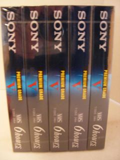 Sony Blank VHS Tapes Lot of 5. T 120 Premium Grade New/Sealed