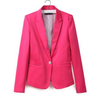   Womens A Buckle Slim Casual Pink Colors Suit Jacket Blazers L