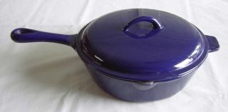 Old Mountain Blue Enameled Frying Skillet with Cover