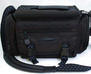   Mid Size SLR Camera Bag Digital Film Many Pockets Black w Blue