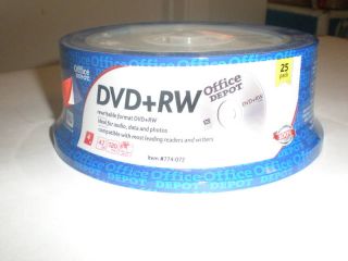 100 New Office Depot spindle Re writable DVD DVD+RW 4X/4.7GB/120min 