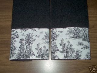 Black Hand Towels Black White Country French Toile