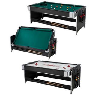 Fat Cat Pockey 7 Black 2 in 1 Air Hockey and Billiards Table