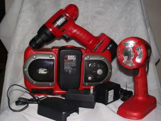 Black and Decker 18v Drill Flashlight Radio charger and 2 batteries