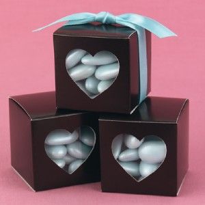 25 black heart shaped window wedding favor box boxes