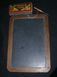 Antique Real Slate Chalkboard Tablet w Hercules Eraser