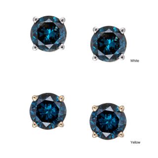 Carat Blue Diamond 14k Gold Stud Earrings