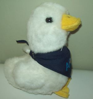 aflac insurance white aflac duck with blue bandana say s