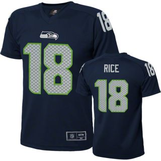   Rice Youth Blue 18 Home Seattle Seahawks Performance Jersey