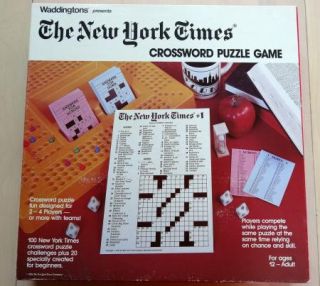   New York Times Crossword Puzzle Board Game Waddingtons 1985 Vintage