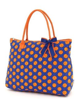    Large Polka Dots Tote Sport Bag Gym Dance Wedding Royal Blue Orange
