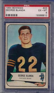 George Blanda PSA 6 1954 Bowman 23 Rookie RC Card EX MT Chicago Bears 