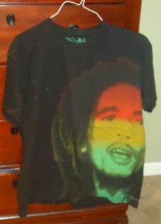 Bob Marley T Shirt Black Yellow Green Size L
