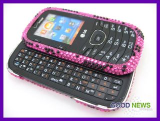   LG Cosmos 2 VN251   Pink Leopard Bling Cubics Hard Case Phone Cover