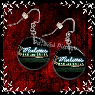   Bar and Grill 2 True Blood 1 Button Dangle Earrings Free Pin