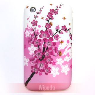 Pink Cherry Blossom Silicone Soft Back Case Cover for apple iPhone 3Gs 