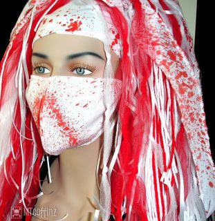 DIY Cyber Nurse Blood Red Splatter Headband Goth Gothic