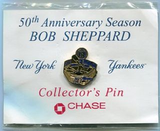 New York Yankees Bob Sheppard 50th Anniversary Season Pin SGA 5 7 2000 