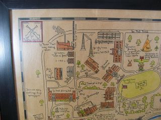 Framed Map of Culver Military Academy Charted by Edw T Payson 1922 