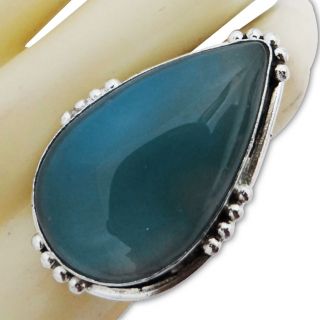   Adjustable Ring In Blue Chalcedony Stone Fashion Women India Jewelry