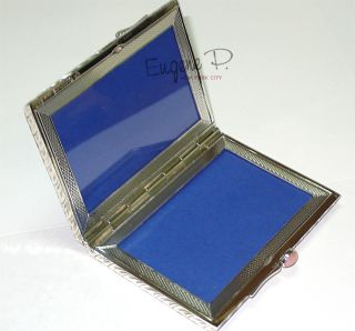   Authentic Faberge L. Blue Enamel Small Cigarette Silver Box Case RARE
