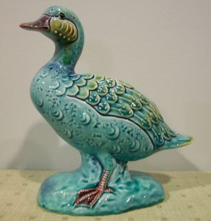   Unique Vintage Napco 1579 Turquoise Blue Duck Planter Figurine