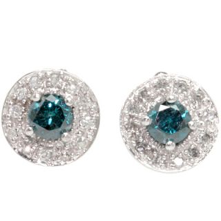 Delicate Genuine Blue White Diamond Earrings 0 66 CTW in Solid 14k 