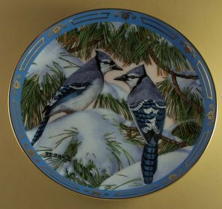 Blue Christmas Winged Treasures Blue Jay Plate Bird Derk Hansen 