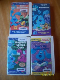 Lot 4 Blues Clues VHS Movie Tapes Big Pajama Party Magenta Comes Over 