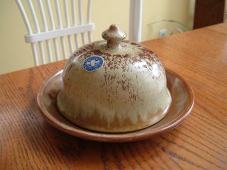 Blue Mountain Pottery Canada Drip Glaze Art Pottery Domed Butter Dish 