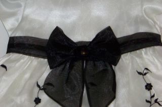 Bonnie Baby White Formal Dress Black Floral Pattern Bow Toddler Size 
