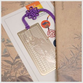 Girl Who Play on A Swing Metal Bookmark with Korean Macrame 24K G P 