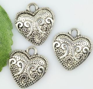 Wholesale lot 25pcs tibetan silver heart charms pendants 16.5mm