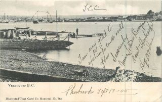   Vintage Postcard Boats in Harbour Vancouver British Columbia