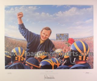 Bo Schembechler Autographed Lithograph University Michigan football 