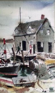 Robert Conlan Original Watercolor 1960 Coastal Landscape Listed Artist 