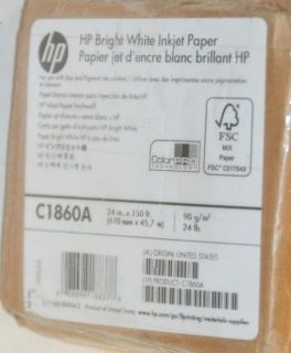 HP C1860A Bright White Inkjet Bond Paper Roll 24 x 150