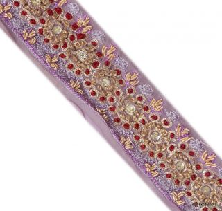 Vintage Sari Border Hand Beaded Trims Lace 1 5w Floral Wall Decor 