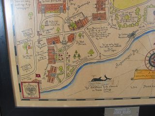 Framed Map of Culver Military Academy Charted by Edw T Payson 1922 