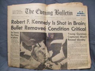 newspaper articles bobby kennedy june 5 1968 murder