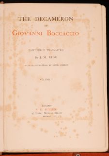 1903 2 Vol Decameron Giovanni Boccaccio Rigg Chalon