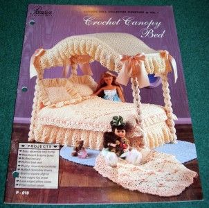   Pattern Book Fashion Doll Collector Canopy Bed Sheets Afghan 1