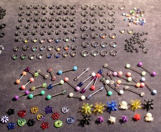 150 Lot Body Piercing Jewelry Studio Start Up Pack Mix Belly Rings and 