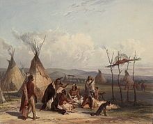 Funeral scaffold of a Sioux chief ( Karl Bodmer )