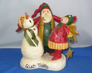   Denise Calla Glad Tidings Trio Snowman Santa Angel LG Figurine