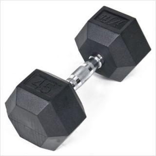 Fit 45 lbs Rubber Coated Hex Dumbbell 20 6545
