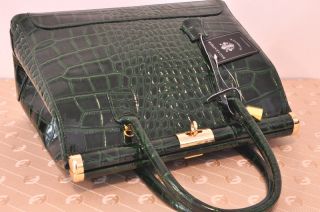BNWT Genuine Leather Embossed Crocodile Sholulderbag Made in Italy 