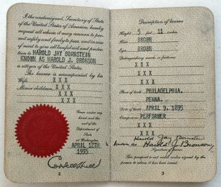   Passport issued to Harold Jay Bornstein, known as Harold J. Bronson, a