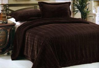 3pc King Size Reversible Soft Faux Fur Borrego Bedspread Blanket in 