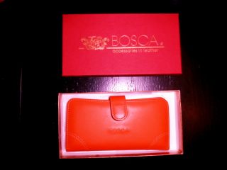 Bosca Tangerine Leather Credit Card Wallet New in Box